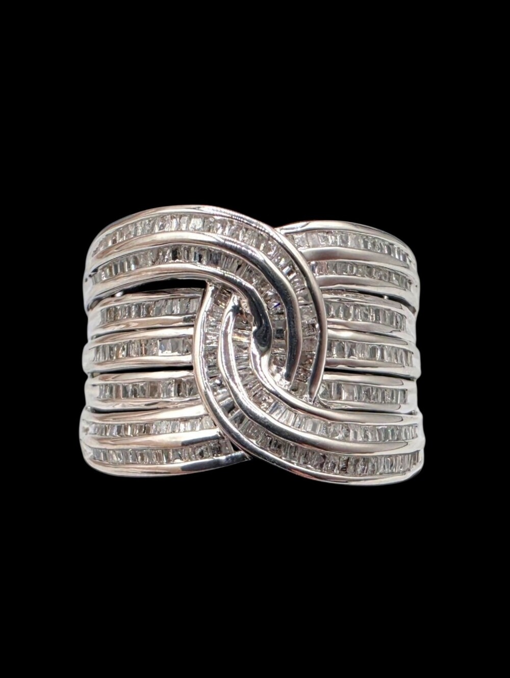 1.00 CTW Natural Diamond Wide Band Statement Ring Solid 925 Sterling Silver Sz 8